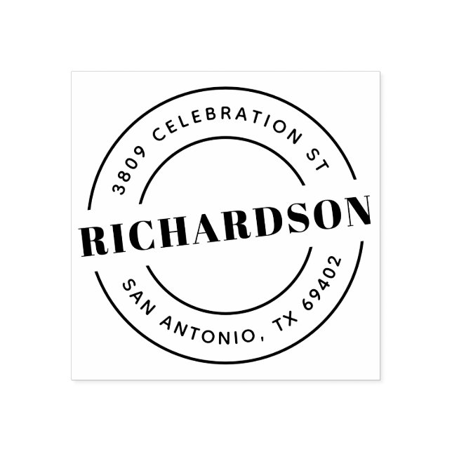 Sello De Caucho Nombre de familia retro y dirección de vuelta (Impresión)