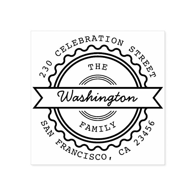 Sello De Caucho Nombre de familia y dirección de devolución del Pe (Impresión)