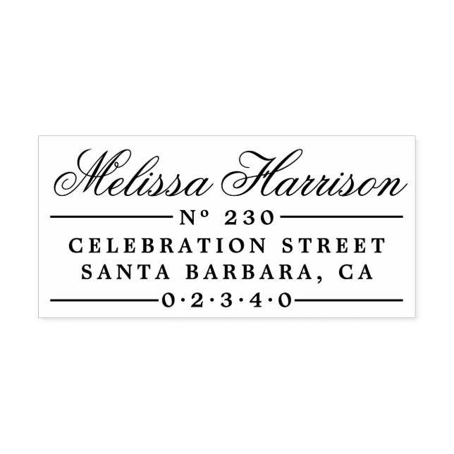 Sello De Caucho Nombre de guión elegante | Dirección de devolución (Impresión)