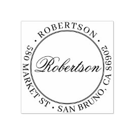 Sello De Caucho Nombre de guión elegante Dirección de retorno de r