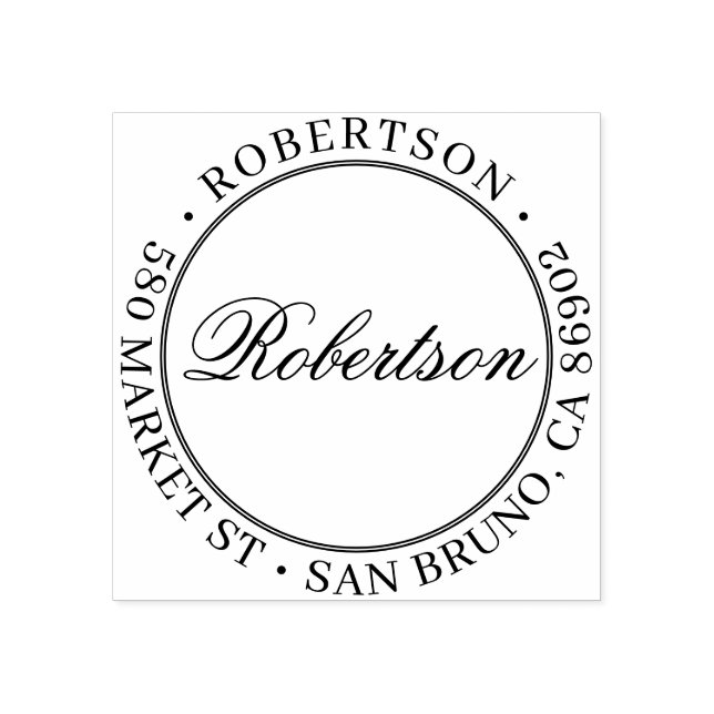 Sello De Caucho Nombre de guión elegante Dirección de retorno de r (Impresión)