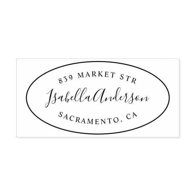 Sello De Caucho Nombre de guión elegante personalizado Dirección d (Impresión)