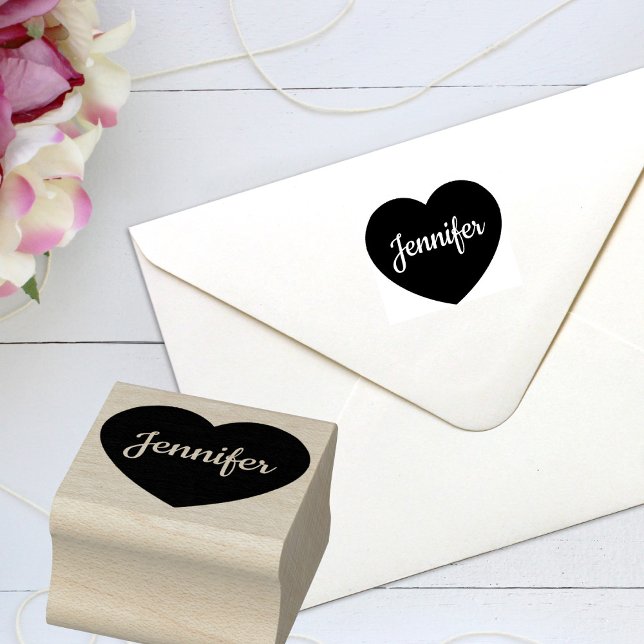 Sello De Caucho Nombre de guión personalizado Corazón personalizad (Subido por el creador)