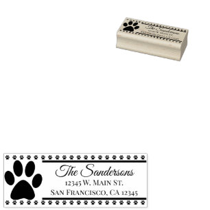 Sello De Caucho Nombre de la familia de huellas de gatos de perro