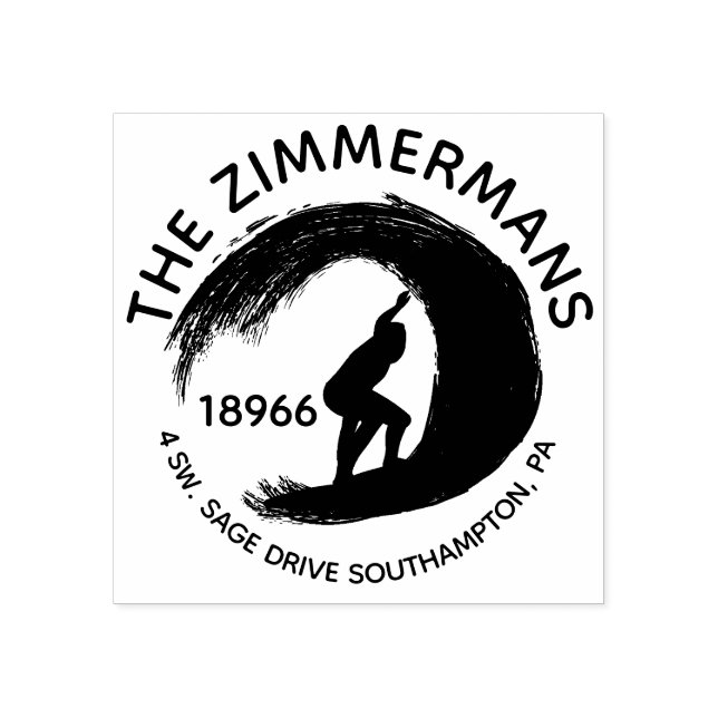 Sello De Caucho Nombre de la familia de las olas de surf circulare (Impresión)