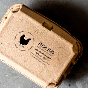 Sello De Caucho Nombre de la familia de pollo Granja Huevo Cartón 