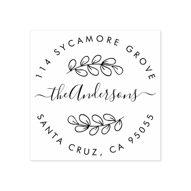 Sello De Caucho Nombre de la familia Wreath dibujada a mano person (Impresión)