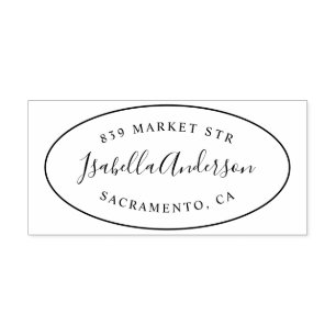Sello De Caucho Nombre de script elegante Personalizado Dirección