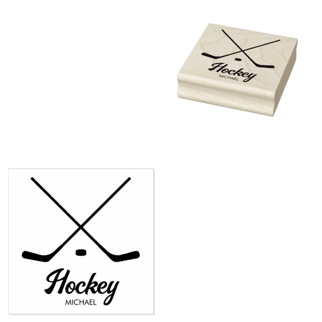 Sello De Caucho Nombre del jugador de hockey personalizado de moda (Sellado)