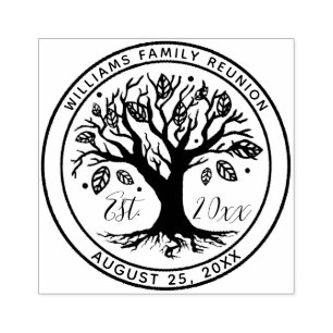 Sello De Caucho Nombre del monograma del árbol de la unión famil