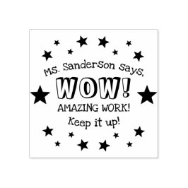 Sello De Caucho Nombre del profesor Wow asombrosas estrellas de tr