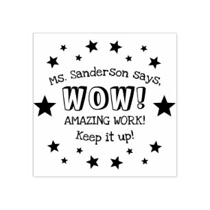 Sello De Caucho Nombre del profesor Wow asombrosas estrellas de tr