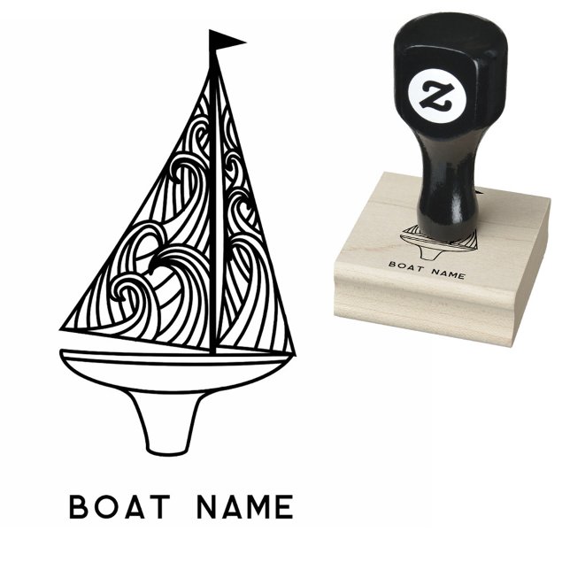 Sello De Caucho Nombre del velero (Sail boat and custom boat name sailing rubber stamp)