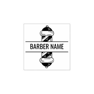 Sello De Caucho Nombre en medio del poste de barbero