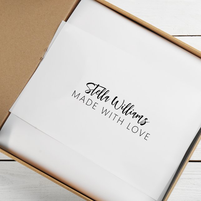 Sello De Caucho Nombre moderno de caligrafía hecho con amor (Modern Calligraphy Name Made With Love Rubber Stamp)