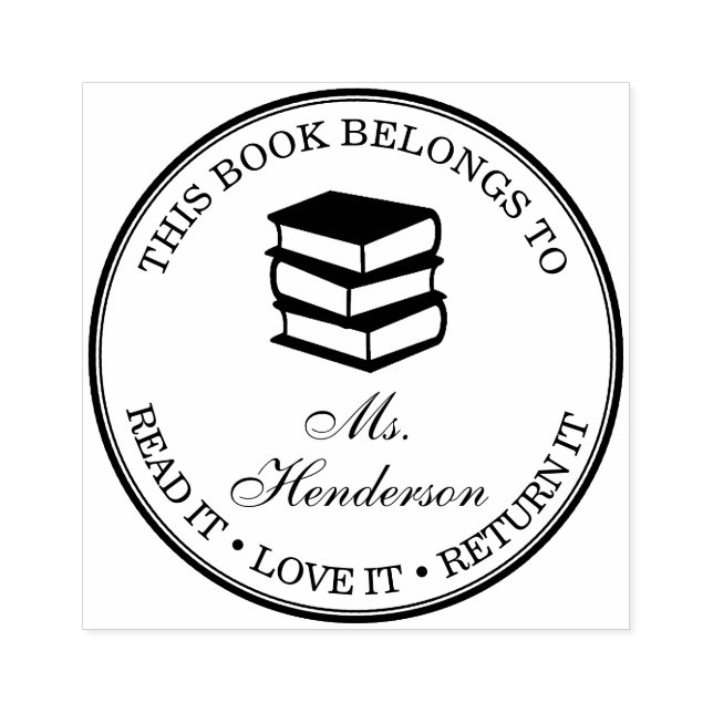 Sello De Caucho Nombre personalizado al que pertenece este libro (Impresión)