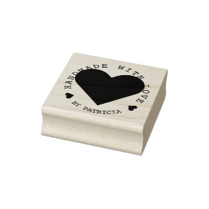 Sello De Caucho Nombre personalizado Corazón hecho a mano con amor