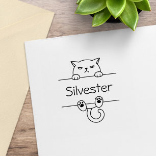 Sello De Caucho Nombre personalizado de gato con temblor irritado