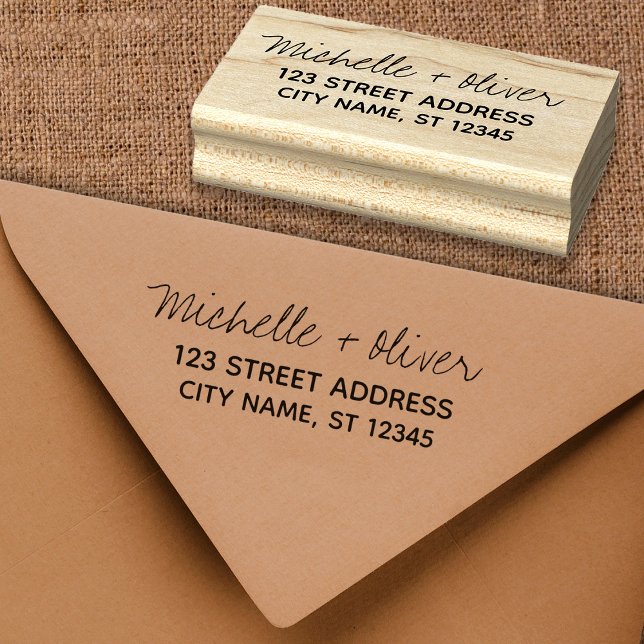 Sello De Caucho Nombre personalizado de guión moderno Boda Direcci (Subido por el creador)