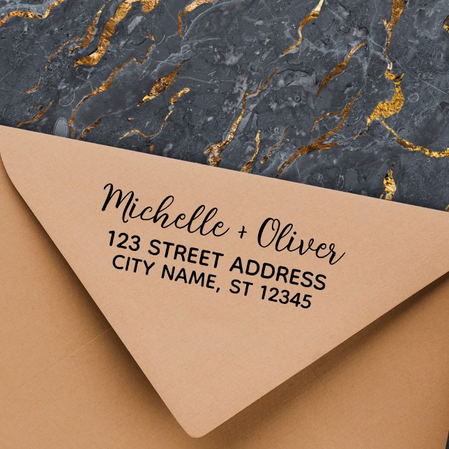 Sello De Caucho Nombre personalizado de guión moderno Boda Direcci (Subido por el creador)