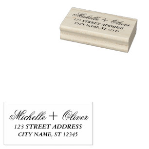 Sello De Caucho Nombre personalizado de guión moderno Boda Direcci