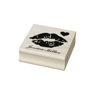 Sello De Caucho Nombre personalizado de los labios de besado