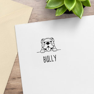 Sello De Caucho Nombre personalizado del Mascota de Bulldog sonrie