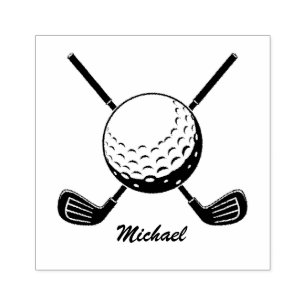 Sello De Caucho Nombre personalizado Golf Stick Golfer Golfing