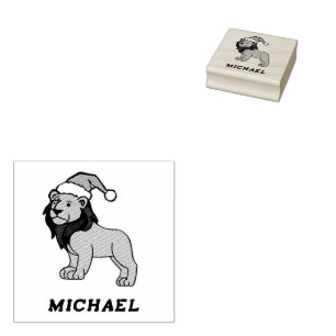 Sello De Caucho Nombre personalizado León moderno con sombrero San