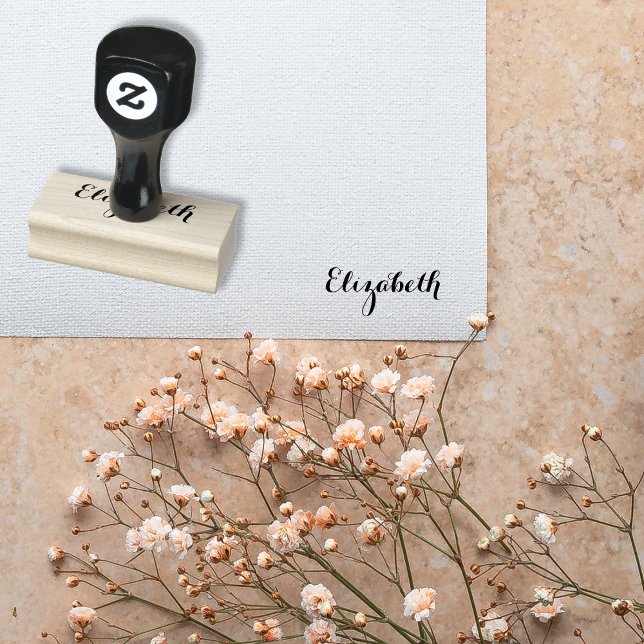 Sello De Caucho Nombre personalizado personalizado Guión elegante (Custom Personalized Name Elegant Stylish Script Rubber Stamp)