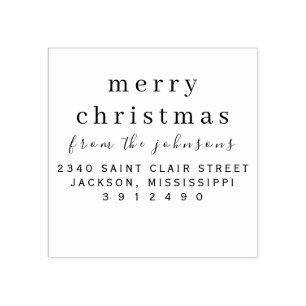 Sello De Caucho Nombre personalizado simple Navidad moderna y feli