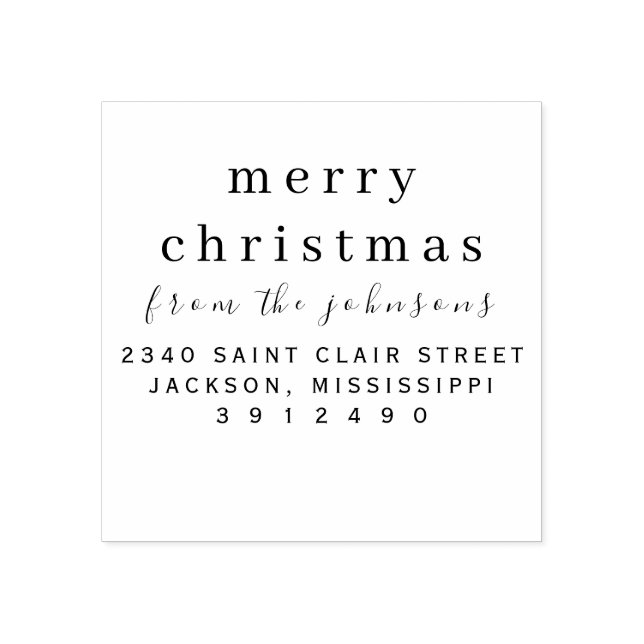 Sello De Caucho Nombre personalizado simple Navidad moderna y feli (Impresión)