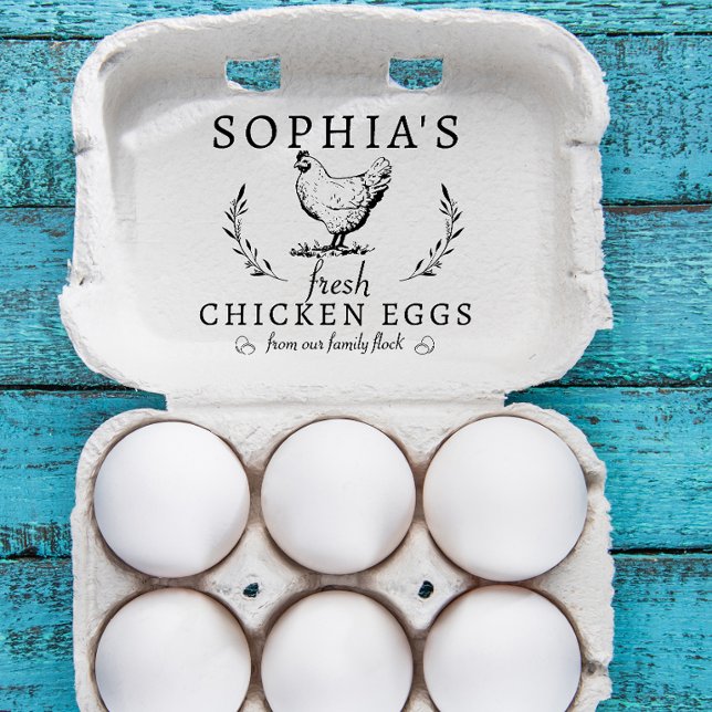 Sello De Caucho Nombre profesional de negocio personalizado con co (Personalized business name egg stamp for egg lovers)