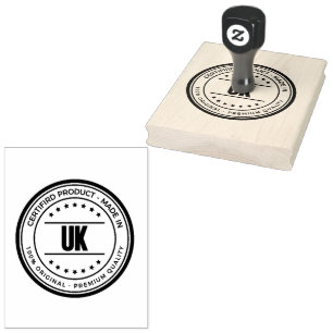Sello De Caucho Nombre Reino Unido Vertical Mango de Madera Tinta 