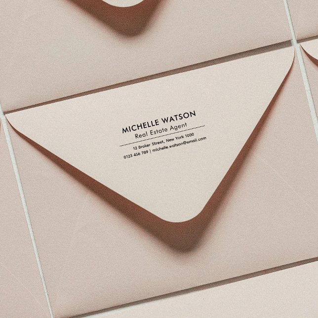 Sello De Caucho Nombre simple y dirección Empresa Realtor (Stamp envelopes and letters with a custom address stamp with your business name and contact info)