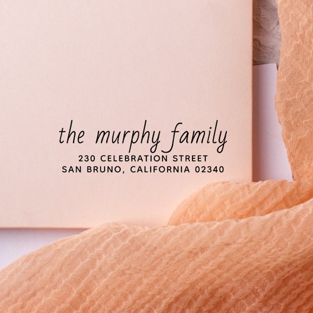 Sello De Caucho Nombre y dirección de devolución de familia DIY si (Rubber Stamp Mock-up)