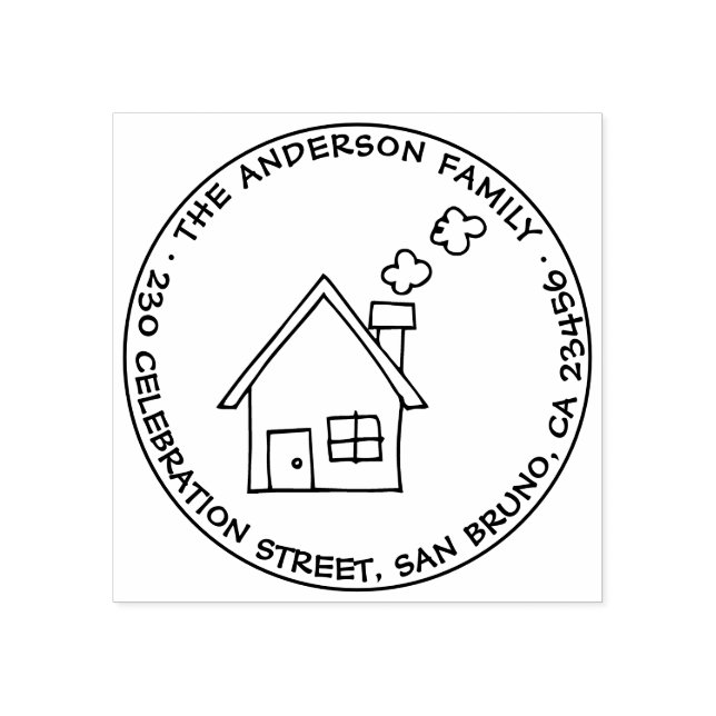 Sello De Caucho Nombre y dirección de devolución de la familia de  (Impresión)