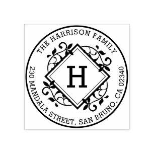 Sello De Caucho Nombre y dirección de devolución de la familia de 