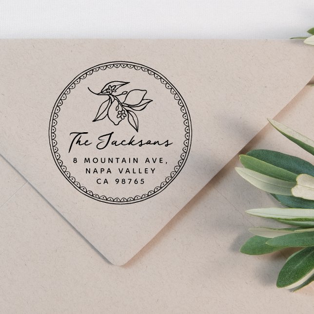 Sello De Caucho Nombre y dirección de devolución del limón del mar (Return Address Stamp Mock-up)