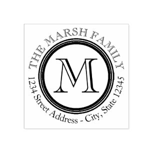 Sello De Caucho Nombre y dirección de devolución del monograma sim