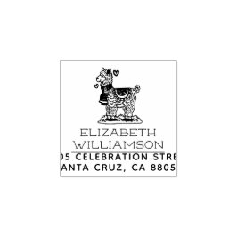 Sello De Caucho Nombre y dirección de retorno de la alpaca dibujad