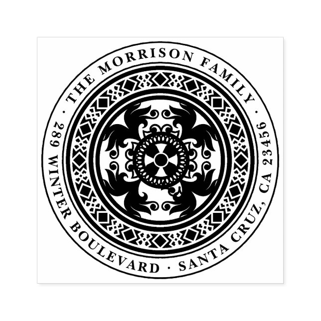 Sello De Caucho Nombre y dirección de retorno de la familia de log (Impresión)