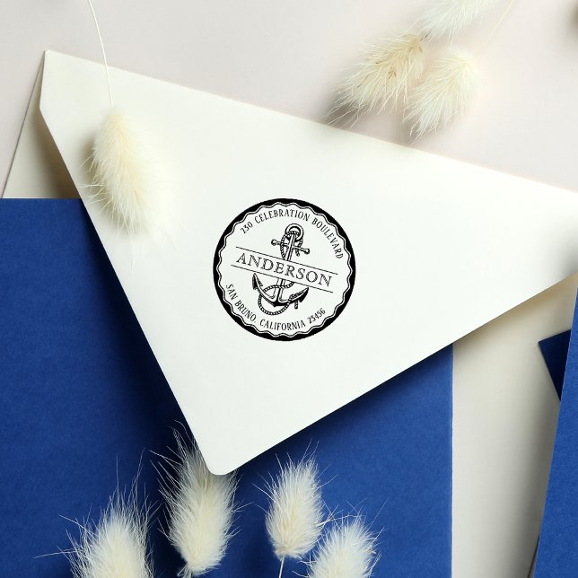 Sello De Caucho Nombre y dirección de retorno de la familia redond (Subido por el creador)