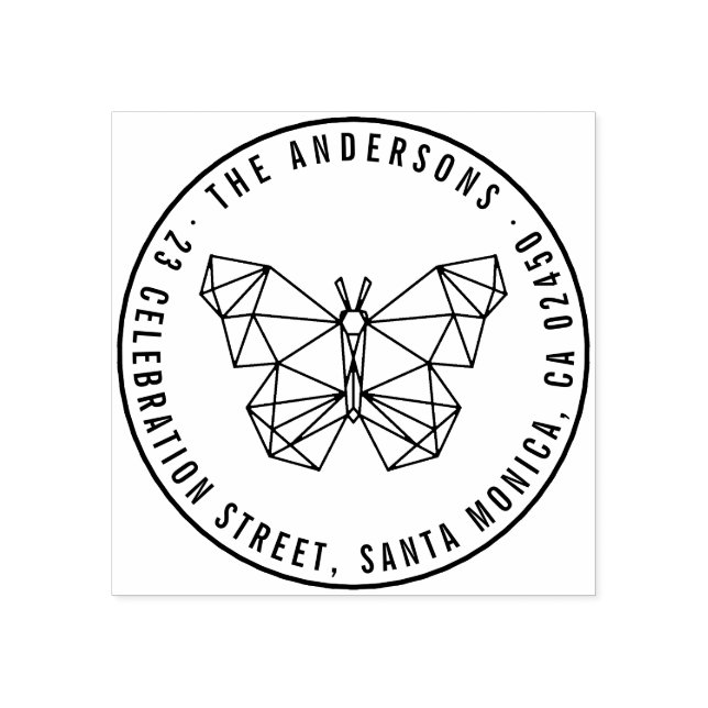 Sello De Caucho Nombre y dirección de retorno de la mariposa geomé (Impresión)