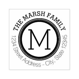 Sello De Caucho Nombre y dirección de retorno de monograma simple