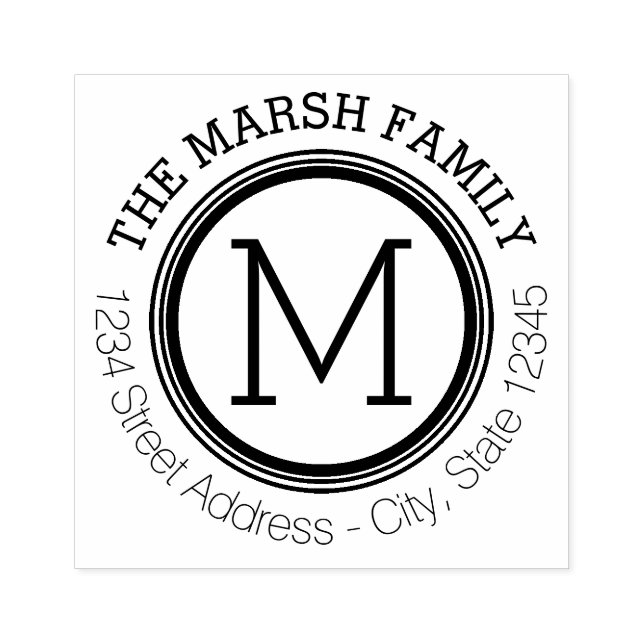 Sello De Caucho Nombre y dirección de retorno de monograma simple (Impresión)