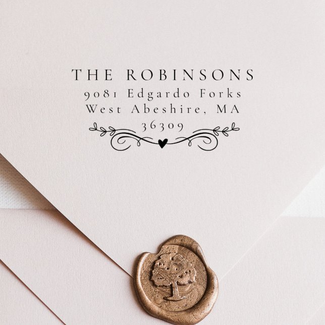 Sello De Caucho Nombre y dirección del corazón botánico simple y e (Subido por el creador)