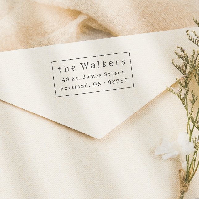 Sello De Caucho Nombre y dirección del marco simple clásico (Stamp Mock-up)