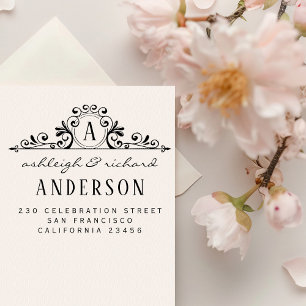 Sello De Caucho Nombres de guiones de monograma clásicos Dirección