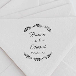 Sello De Caucho Nombres de pareja de Laurel elegante para boda Sav